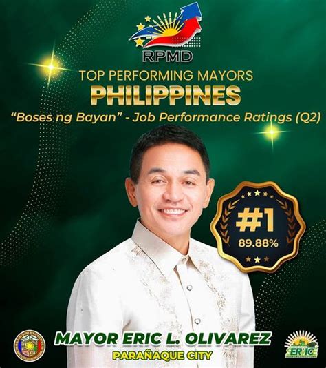 who is the mayor of paranaque|Parañaque Mayor Eric one of top performing mayors in NCR.